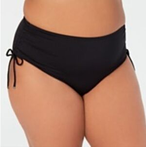 MICHAEL KORS PLUS SIZE RUCHED BIKINI BOTTOM, BLACK SIZES 18W, 20W, & 22W
